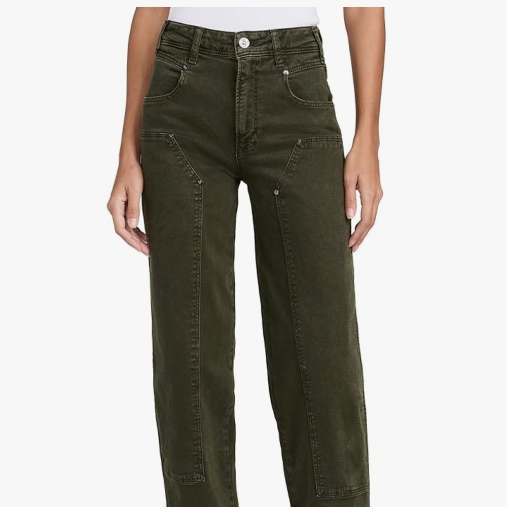 PAIGE Straight-Leg Utility Jeans in Olive